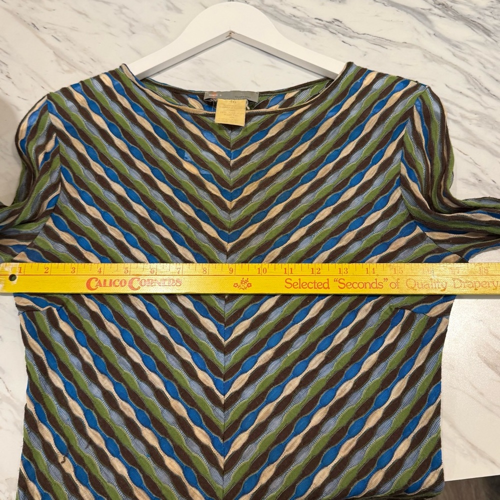 MISSONI Knit Top Vintage Multicolor Chevron Long Sleeve, Size S - Picture 5 of 6